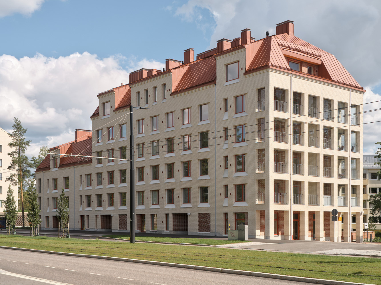 En az yüz yıl dayanması planlanan yapı, Finlandiya'nın dayanıklı yapı mirasına atıfta bulunuyor.