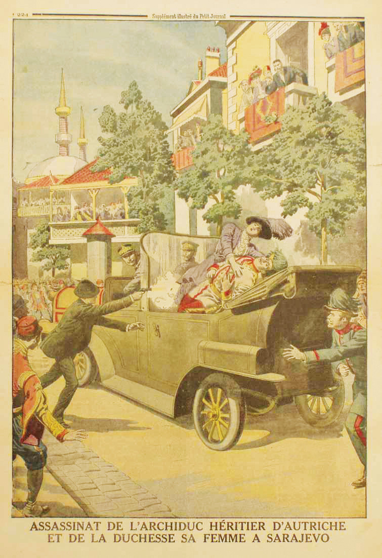 » İşte o an!: 'Kara El' adlı gizli örgüt üyesi olan 18 yaşındaki Sırp lise talebesi Gavrilo Princip iki el ateş ederek Ferdinand ve eşini öldürdü. Resim, bütün hareketliliğiyle tam da bu anı gösteriyor. Bir de arka planda Saraybosna'nın nazlı minarelerini...